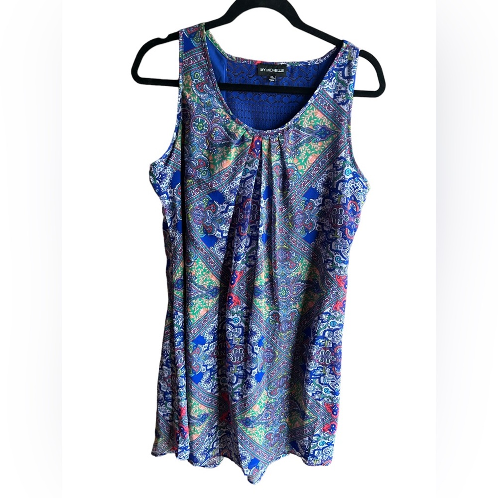 My Michelle Size XL Blue, paisley print sleeveless dress